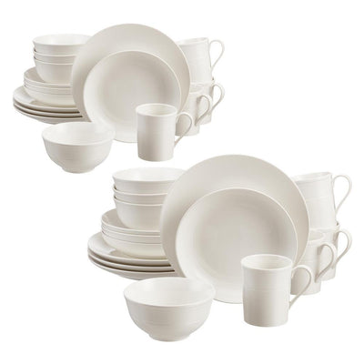 Kempton 32-Piece White Stoneware Dinnerware Set (Service for 8) - Super Arbor