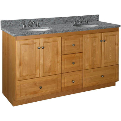 Ultraline 60 in. W x 21 in. D x 34.5 in. H Vanity for Double Basins Cabinet Only in Natural Alder - Super Arbor