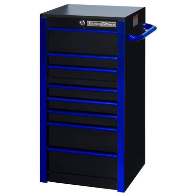19 in. 7-Drawer Side Tool Chest in Black with Blue Trim - Super Arbor