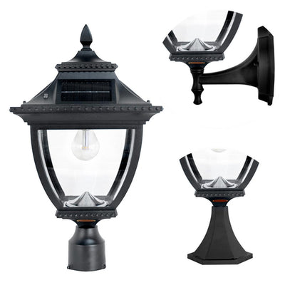 Pagoda Bulb Solar 22 in. 1-Light Black Cast Aluminum for Outdoor with Post, Pier and Wall Mounts - Super Arbor
