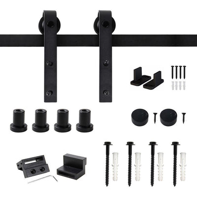 5 ft./60 in. Frosted Black Sliding Barn Door Hardware Track Kit for Single with Non-Routed Floor Guide - Super Arbor