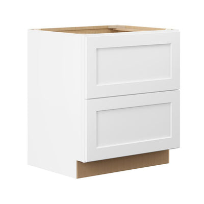 Shaker Ready To Assemble 30 in. W x 34.5 in. H x 24 in. D Plywood Drawer Base Kitchen Cabinet in Denver White