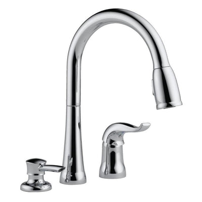Kate Single-Handle Pull-Down Sprayer Kitchen Faucet with MagnaTite Docking and Soap Dispenser in Chrome - Super Arbor