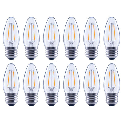 EcoSmart 25-Watt Equivalent B11 Dimmable Energy Star Clear Filament Vintage Style LED Light Bulb in Soft White (12-Pack) - Super Arbor