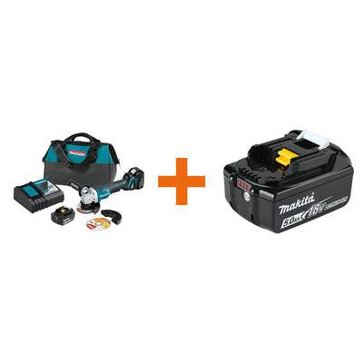 18V 5.0Ah LXT Brushless 4-1/2 in./5 in. Paddle Switch Cut-Off/Angle Grinder Kit with bonus 18V LXT Battery Pack 5.0Ah