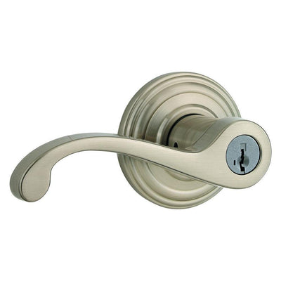 Commonwealth Satin Nickel Exterior Entry Door Lever featuring SmartKey Security - Super Arbor