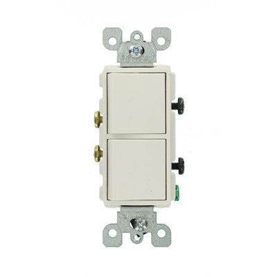 Decora 15 Amp Single Pole Dual Switch, White - Super Arbor