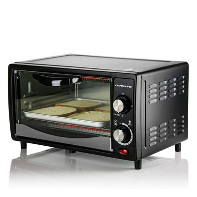 800-Watts Electric Black Toaster Oven 3 Cooking Modes 30 Min Timer Crumb Tray, Tempered Glass Door - Super Arbor