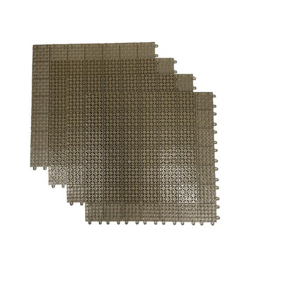 Tan Regenerated 22 in. x 22 in. Polypropylene Interlocking Floor Mat System (Set of 4 Tiles) - Super Arbor