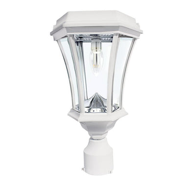 Victorian Bulb Series Single White Integrated LED Outdoor Solar Lamp Post Light with 3-Mounting Options - Super Arbor