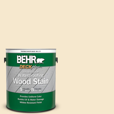 BEHR DECKplus 1 gal. White Base Solid Color Waterproofing Exterior Wood Stain - Super Arbor