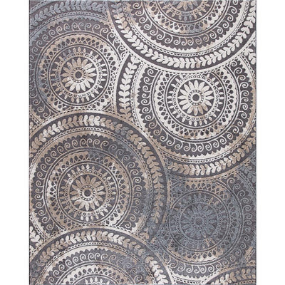 Spiral Gray 7 ft. x 9 ft. Geometric Medallion Area Rug - Super Arbor