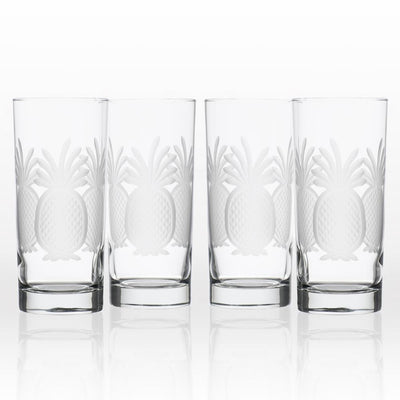 Pineapple 15 oz. Clear Highball Glass (Set of 4) - Super Arbor