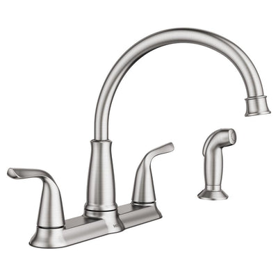 Brecklyn 2-Handle Standard Kitchen Faucet with Side Sprayer in Spot Resist Stainless - Super Arbor