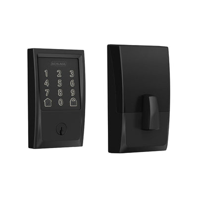 Century Encode Smart Wifi Door Lock with Alarm in Matte Black