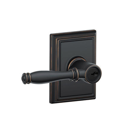 Birmingham Aged Bronze Keyed Entry Door Lever with Addison Trim - Super Arbor