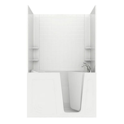 Rampart 5 ft. Walk-in Whirlpool Bathtub with 4 in. Tile Easy Up Adhesive Wall Surround in White - Super Arbor