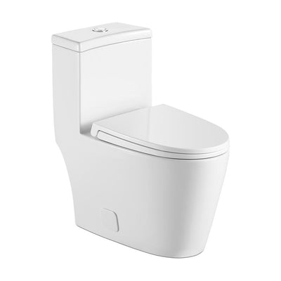 12 in. Rough-In 1-Piece 0.88/1.28 GPF Dual Flush Round Toilet in White, Seat Included - Super Arbor