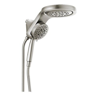 HydroRain Two-in-One 5-Spray 6 in. Dual Wall Mount Fixed and Handheld H2Okinetic Shower Head in Stainless - Super Arbor