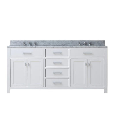 Madison 30 in. Vanity in Modern White with Marble Vanity Top in Carrara White