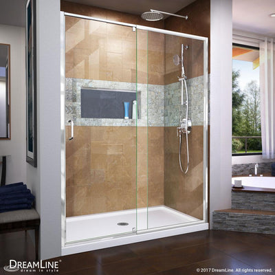 Flex 56 to 60 in. x 72 in. Framed Pivot Shower Door in Chrome - Super Arbor