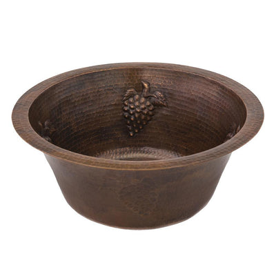 Dual Mount Round Copper 16 in. 0-Hole Grape Bar/Prep Sink with 3.5 in. Drain Opening in Oil Rubbed Bronze - Super Arbor