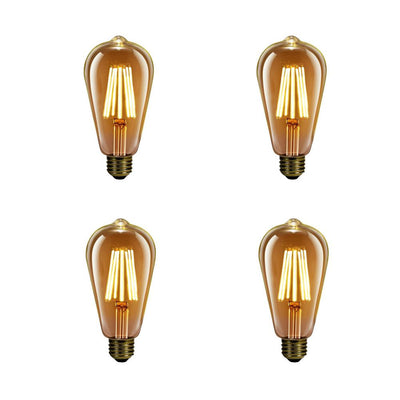 Feit Electric 60-Watt Equivalent ST19 Dimmable Amber Glass Vintage Edison LED Light Bulb With Vertical Filament Warm White (4-Pack) - Super Arbor