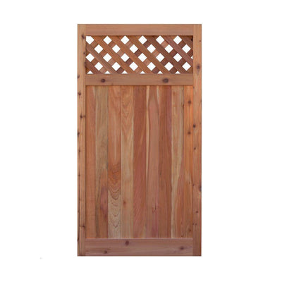 3 ft. x 6 ft. Western Red Cedar Flat Top Diagonal Lattice Fence Gate - Super Arbor