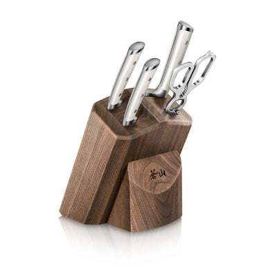 S1 Series German Steel Forged 5-Piece Starter Knife Block Set in Walnut - Super Arbor