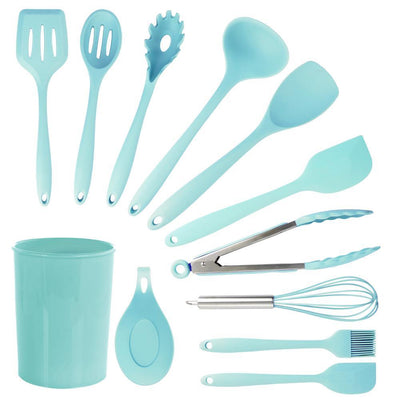 Light Teal Silicone Cooking Utensils (Set of 12) - Super Arbor