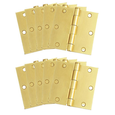 3-1/2 in. Square Corner Satin Nickel Door Hinge Value Pack (10 per Pack) - Super Arbor