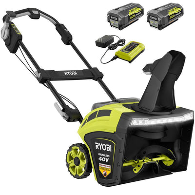 21 in. 40-Volt Brushless Cordless Electric Snow Blower with Two 5.0 Ah Batteries and Charger Included - Super Arbor