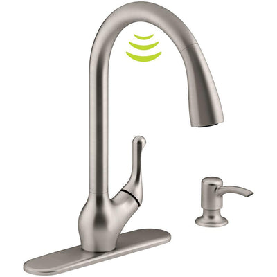 Barossa with Response Touchless Technology Single-Handle Pull-Down Sprayer Kitchen Faucet in Vibrant Stainless - Super Arbor