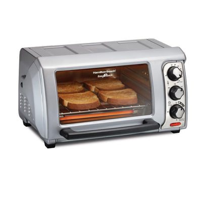 Easy Reach 1200 W 4-Slice Silver Toaster Oven with Roll Top Door - Super Arbor