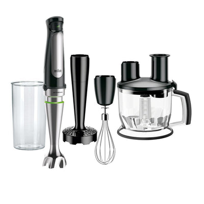 MultiQuick MQ7077X SmartSpeed SS Immersion Hand Blender w/ 1.5 C Food Processor, Whisk, Masher and Beaker - Super Arbor