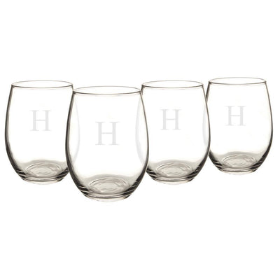 Personalized Stemless Wine Glasses - H - Super Arbor