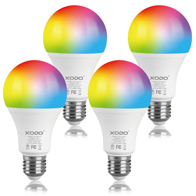 Xodo 60-Watt Equivalent 80 A19 Dimmable Smart LED Light Bulb Multi-Color (4-Pack) - Super Arbor