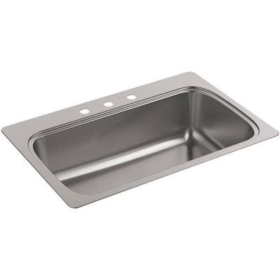 Verse Drop-In Stainless Steel 33 in. 3-Hole Single Basin Kitchen Sink - Super Arbor