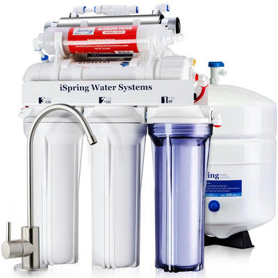 7-Stage Under-Sink Reverse Osmosis RO Drinking Water Filtration System with Alkaline Filter and UV Filter, 75GPD - Super Arbor
