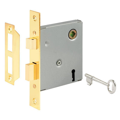Vintage Style Mortise Lock Assembly, 5-1/2 in. Face Plate, Brass Plated Steel - Super Arbor