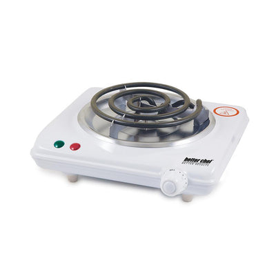 Single Burner 7 in. White Electric Portable Countertop Hot Plate with Thermostat - Super Arbor