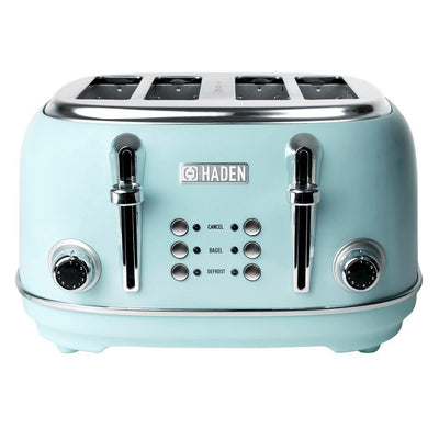 Heritage 1500 W 4-Slice Turquoise Wide Slot Retro Toaster with Removable Crumb Tray and Browning Control - Super Arbor