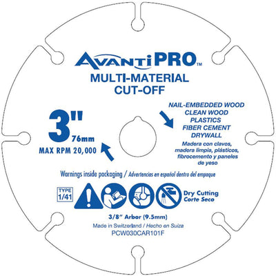 Avanti Pro 3 in. Carbide Grit Multi-Material Cut off Wheel - Super Arbor