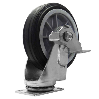 6 in. All-Terrain Solid Rubber Swivel Caster with Brake - Super Arbor