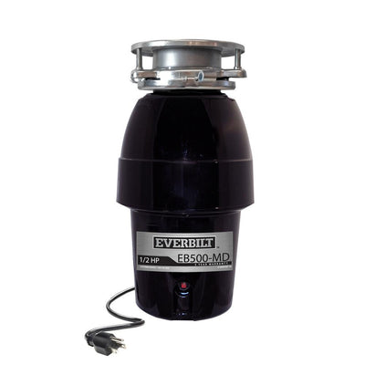 Everbilt 1/2 HP Sound Insulated Continuous Feed Garbage Disposal with Stainless Steel Sink Flange and Attached Power Cord