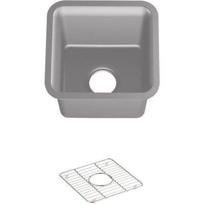 Cairn Neoroc Granite Composite 13.5625 in. L Kitchen Sink in Single-Hole Undermount Bar Sink in Matte Grey - Super Arbor