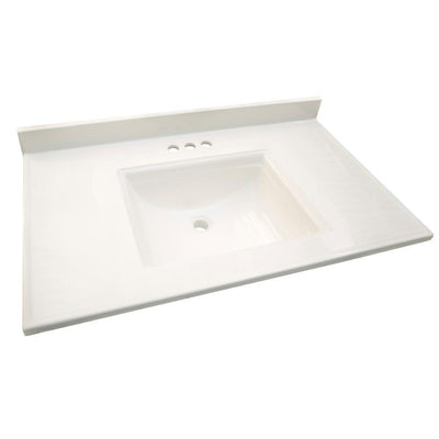 Camilla 61 in. Cultured Marble Vanity Top in Solid White with Basin - Super Arbor