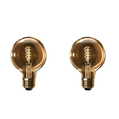Feit Electric 60-Watt Equivalent G40 Dimmable LED Amber Glass Vintage Spiral Filament Edison Light Bulb Warm White (2-Pack)