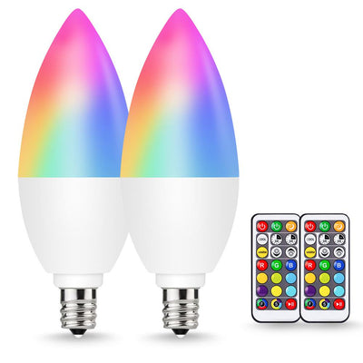 YANSUN 20-Watt Equivalent E12 B11 Dimmable Color Changing LED Light Bulb with Remote Control (2-Pack) - Super Arbor