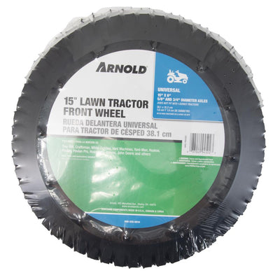 Arnold 15 in. Universal Lawn Tractor Front Wheel Assembly for 5/8 in. and 3/4 in. Dia Axles with Adapters Included - Super Arbor